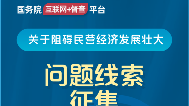 女人操男人的坤坤国务院“互联网+督查”平台公开征集阻碍民营经济发展壮大问题线索